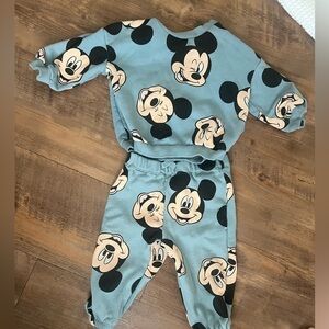 Blue Mickey Mouse Print Sweatshirt & Joggers Set 6-9M
